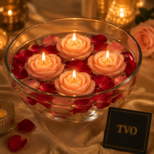 Elegant Rose Blossom Floating Candle Set Of (4 pcs)