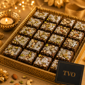 Festive Fusion – Dry Fruit Chocolate Barfi Diwali Gift Tray – premium freshly handmade gift, delivered across India