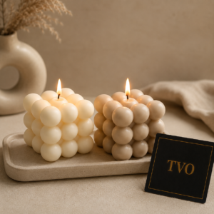 Modern Bubble Cube Candles Set of 2
