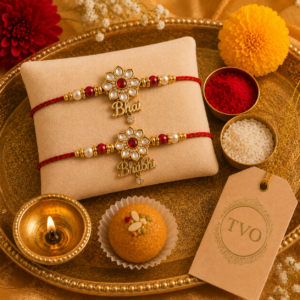 bhai bhabhi rakhi set with bhaiya rakhi and lumba rakhi for Raksha Bandhan by TVO Flavours